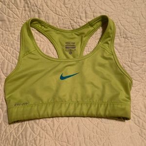 Nike pro dri-fit sports bra yellow/lime green size small